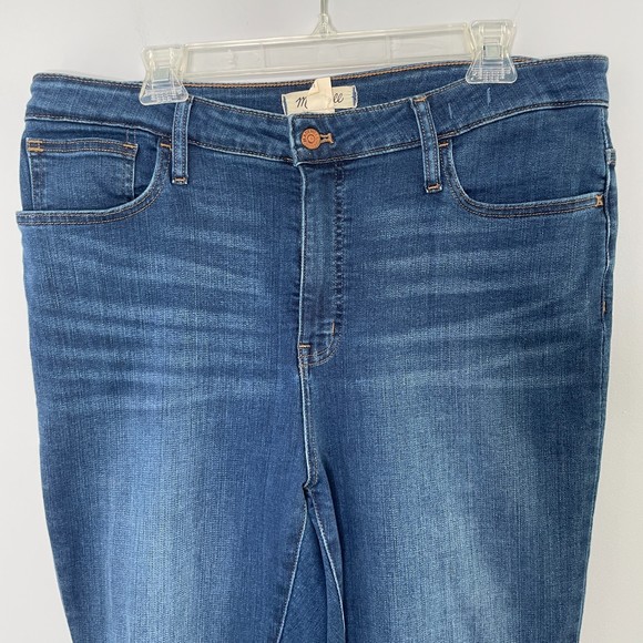 Madewell Curvy Roadtripper Dark Wash Skinny Jeans Womens 32 AN314 Whiskering - Picture 9 of 12